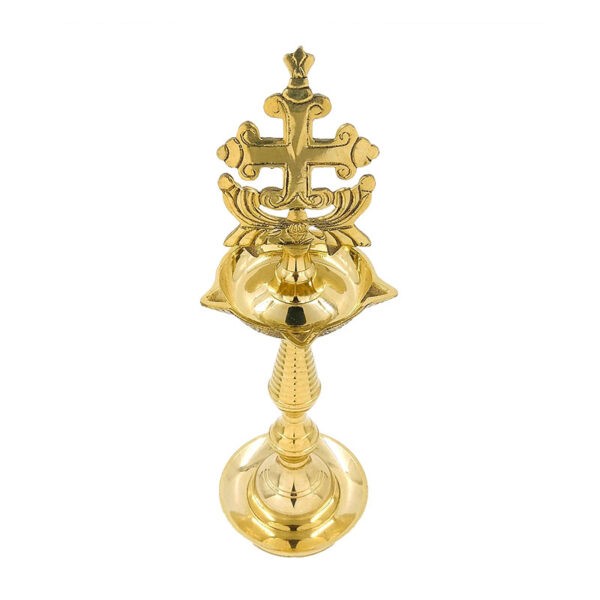 Bronze Nilavilakku (prayer room light) With Sleeba Cross 1 feet - Image 5